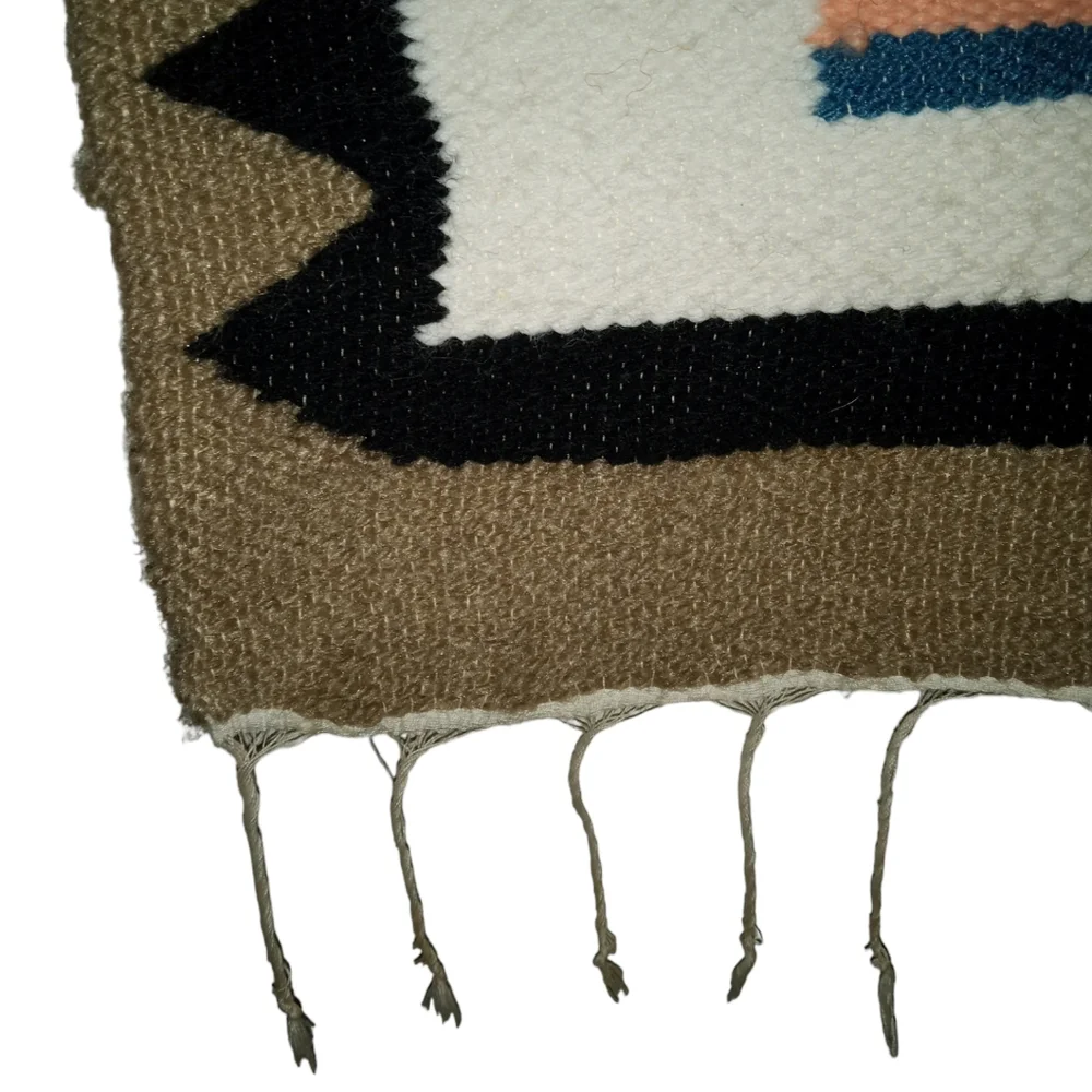 Vintage Hand Woven Wool Tapestry 25” x 37” | Ecuadorian Dance Warrior Rug